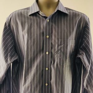 Jos A. Bank Men's Blue Stripe Oxford Shirt 16.5